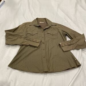 Rockies Womens M Wester Pearl Snap Green Short